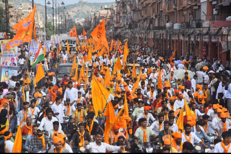 युवा शक्ति मंच राजस्थान की पहल हिन्दू राष्ट्र की मांग पर निकाली विशाल भगवा रैली