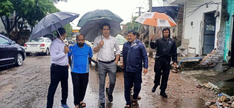 जलभराव प्रभावित इलाकों का जिला कलेक्टर ने किया दौरा